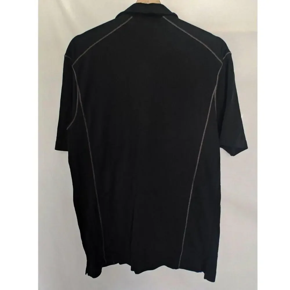 Nike Golf Polo Shirt Dri-Fit‎ Performance Black Grey Contrast Trim Slim Large L